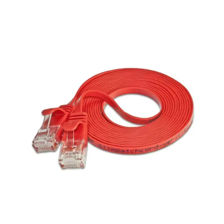 SLIM Câble patch slim RJ-45 - RJ-45, Cat 6, UTP, 0.1 m, Rouge