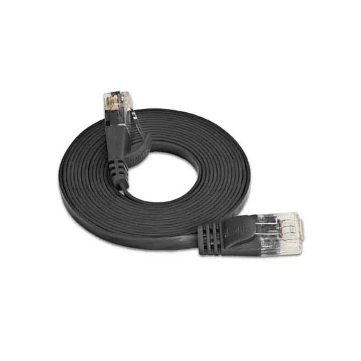 SLIM Câble patch slim RJ-45 - RJ-45, Cat 6, UTP, 0.75 m, Noir