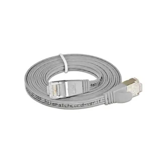 SLIM Câble patch slim RJ-45 - RJ-45, Cat 6, STP, 15 m, Gris