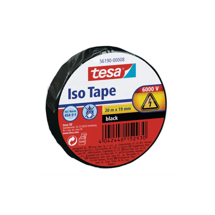 tesa Bande isolante Iso Tape 19 mm x 20 m, noir