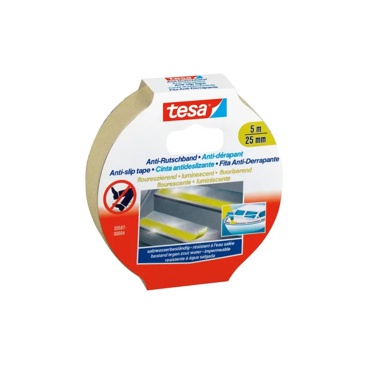 tesa Bande antidérapante 5 m x 25 mm fluorescent