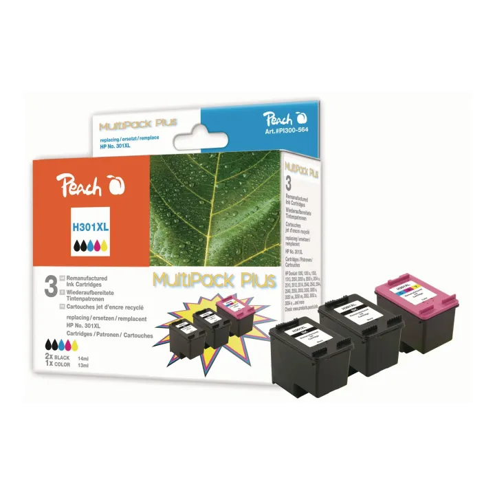 Peach Kits d’encre HP Nr. 301XL Couleur, 2x BK