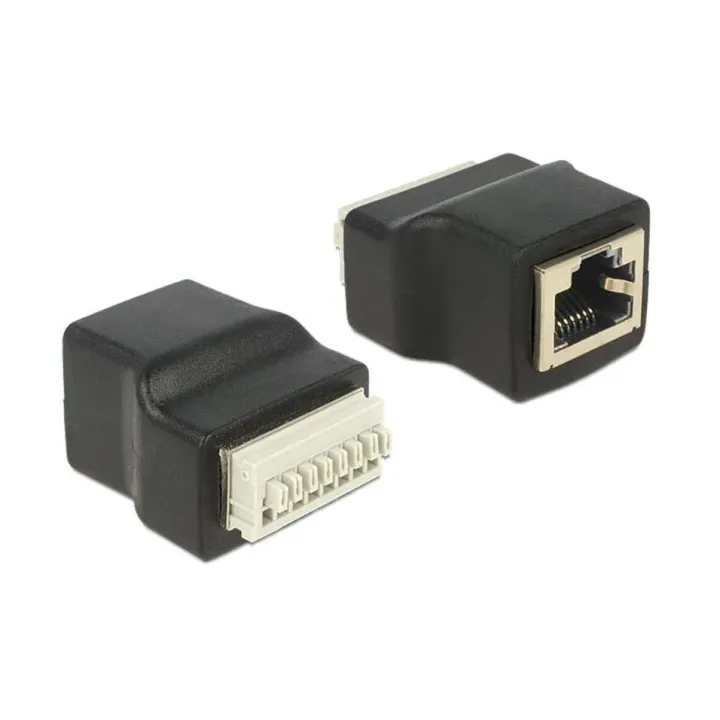 Delock Bloc de terminaison RJ45 f 8 Pins Adaptateur avec boutons-poussoirs