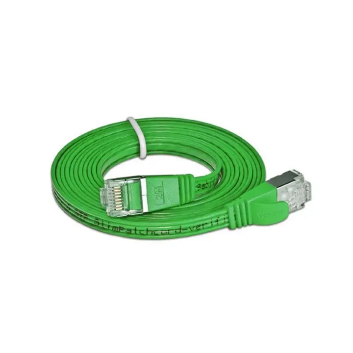 SLIM Câble patch slim RJ-45 - RJ-45, Cat 6, STP, 0.15 m, Vert