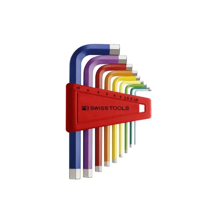 PB Swiss Tools Jeux de clés coudées Rainbow 1.5-10 mm Six pans creux