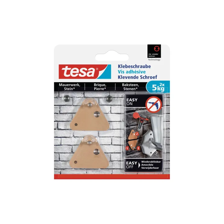 tesa Vis adhésive 5 kg pour murs + pierre, triangulaire