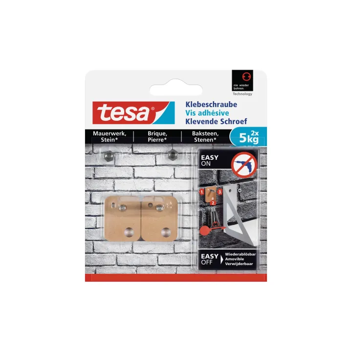 tesa Vis adhésive 5 kg pour murs + pierre, rectangulaire