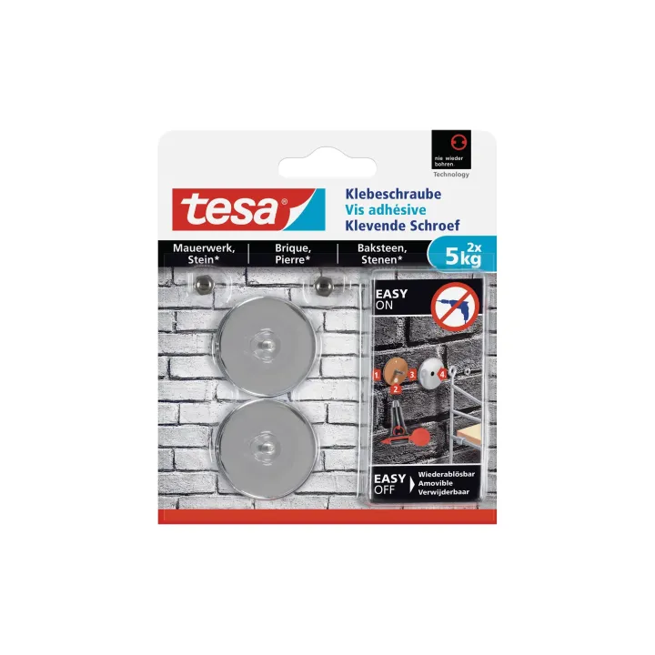 tesa Vis adhésive 5 kg pour murs + pierre, rond