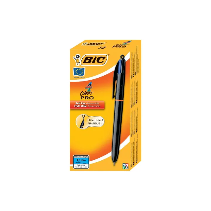 BIC Stylo à bille multicolore 4 Colours Pro Box 0.4 mm, 12 pièces