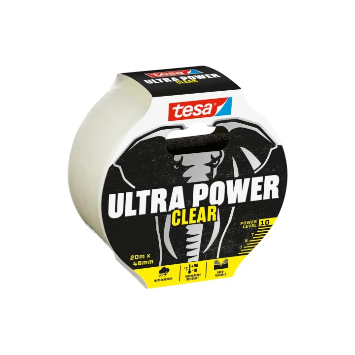 tesa Ruban textile adhésif Ultra Power Clear, 20 m x 48 mm