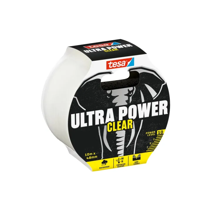 tesa Ruban textile adhésif Ultra Power Clear, 10 m x 48 mm