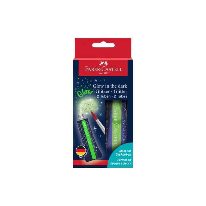 Faber-Castell Pasta glitterata Glow in the dark 2 pigeons de 12 ml chacun