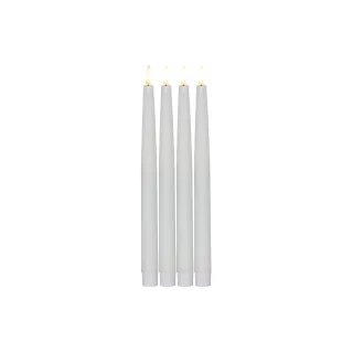 Star Trading Set de bougies LED sur tige Dîner Flamme O 2.2x28.6 cm, Blanc, 4 pcs