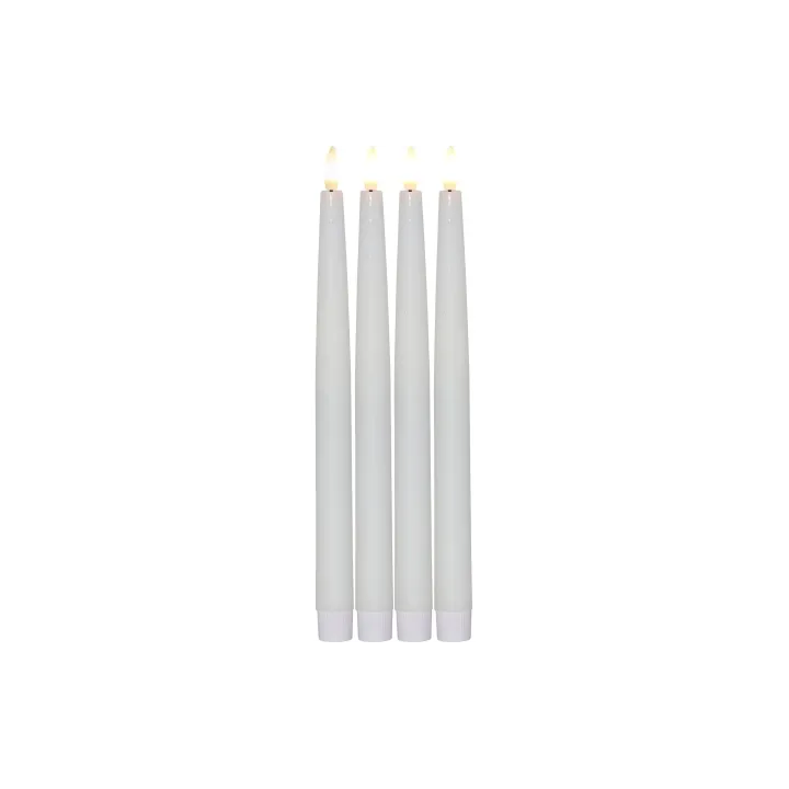 Star Trading Set de bougies LED sur tige Dîner Flamme O 2.2x28.6 cm, Blanc, 4 pcs