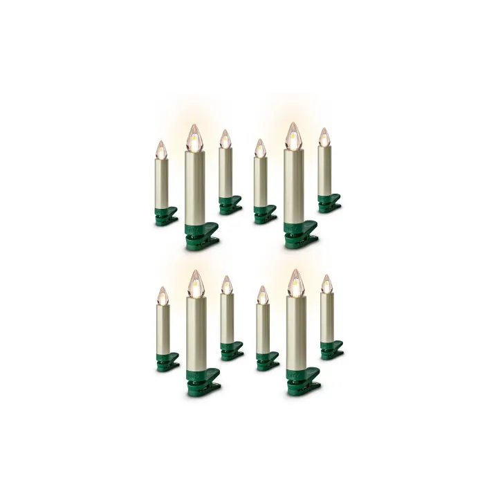 Lumix Bougie à LED pour sapin SuperLight Flame, Cashmere, set de démarrage de 12 pièces