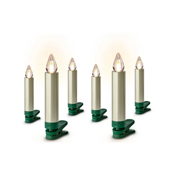 Lumix Bougie à LED pour sapin SuperLight Flame, Cashmere, set de 6