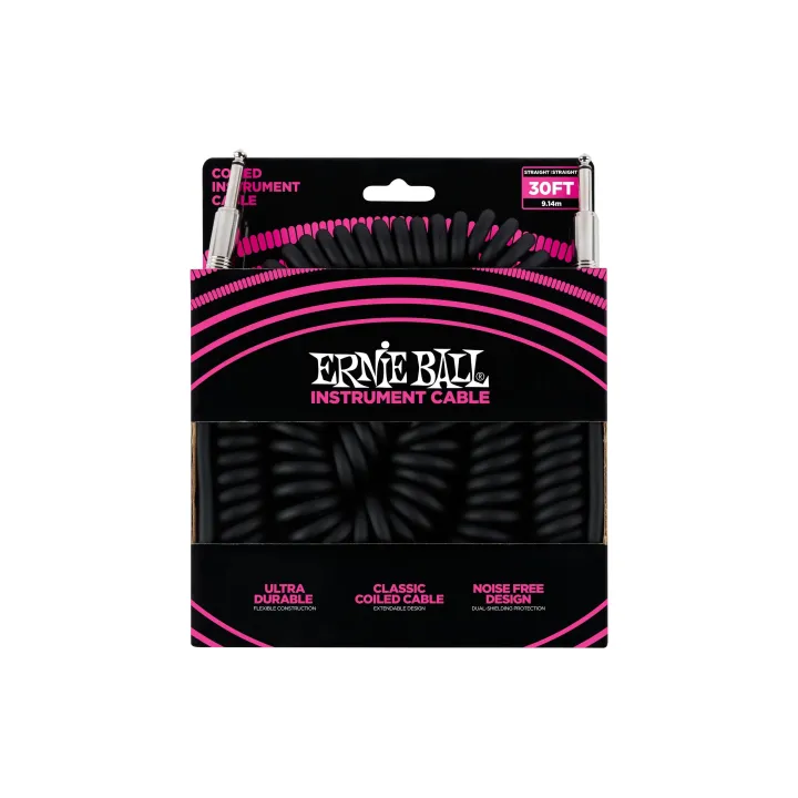 Ernie Ball Câbles d’instruments 6044 - 9.14 m, Noir