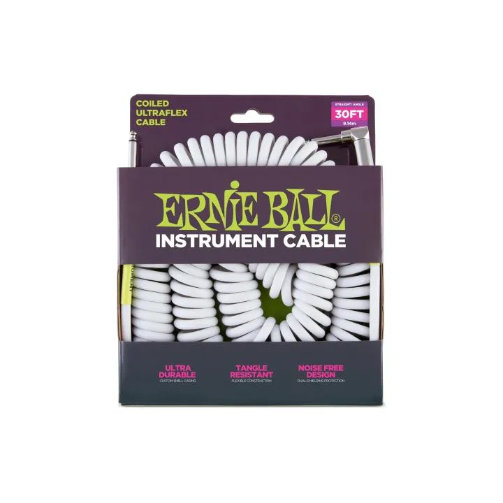 Ernie Ball Câbles d’instruments 6045 - 9.14 m, Blanc