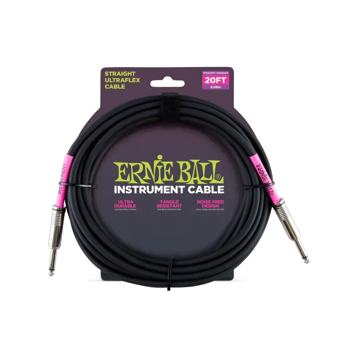 Ernie Ball Câbles d’instruments 6046 - 6.09 m, Noir