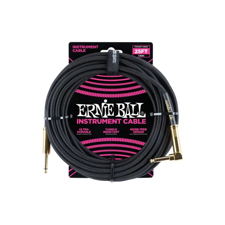 Ernie Ball Câbles d’instruments 6058 - 7.62 m, Noir