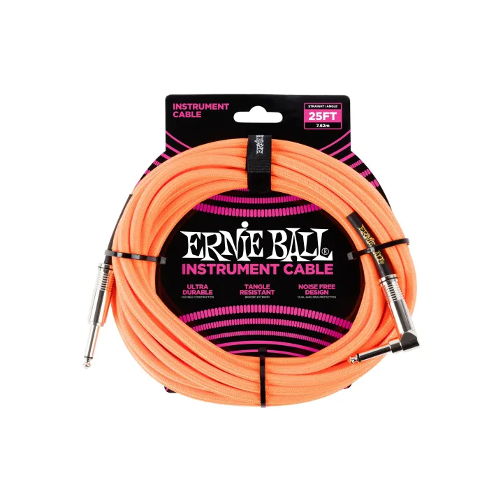 Ernie Ball Câbles d’instruments 6067 - 7.62 m, Orange fluo