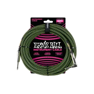 Ernie Ball Câbles d’instruments 6077 - 3.05 m, Vert-Noir