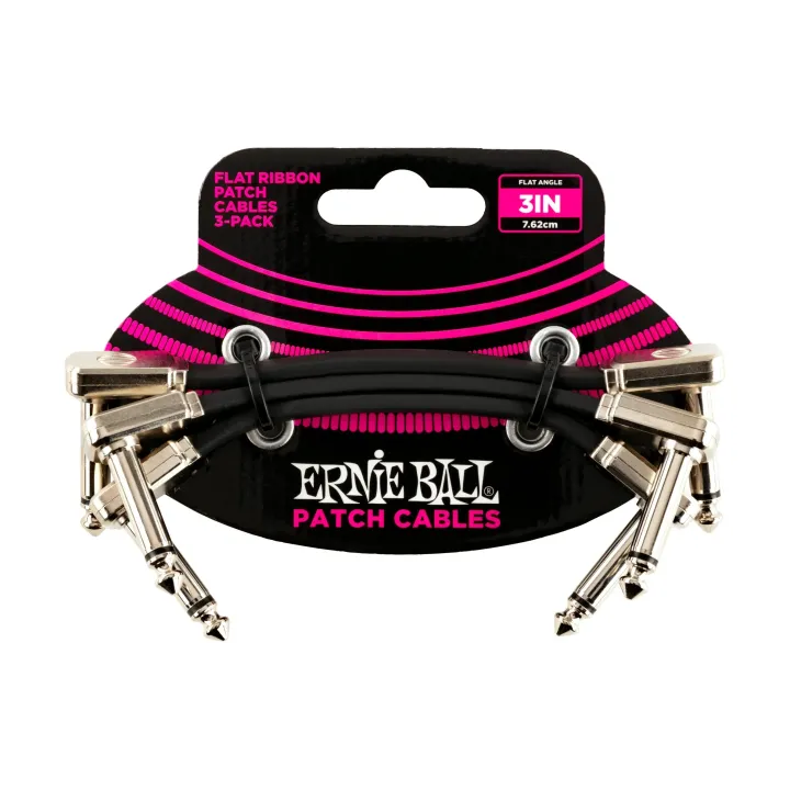 Ernie Ball Câble patch 6220 Paquet de 3 - 0.076 m, Noir