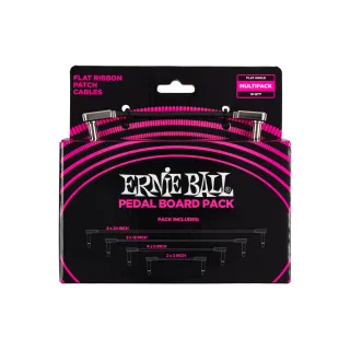 Ernie Ball Câble patch 6224 Flat Ribbon Multi-Pack - 0.07 m-0.15 m-0.3 m-0.69 m, Noir