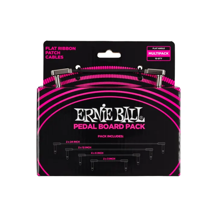 Ernie Ball Câble patch 6224 Flat Ribbon Multi-Pack - 0.07 m-0.15 m-0.3 m-0.69 m, Noir