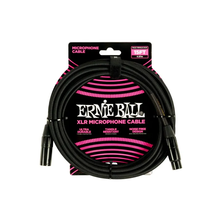 Ernie Ball Câble XLR XLRm-XLRf 4.57 m, Noir