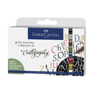 Faber-Castell Crayon à encre de Chine Pitt Artist Pen Calligraphie Étui de 8