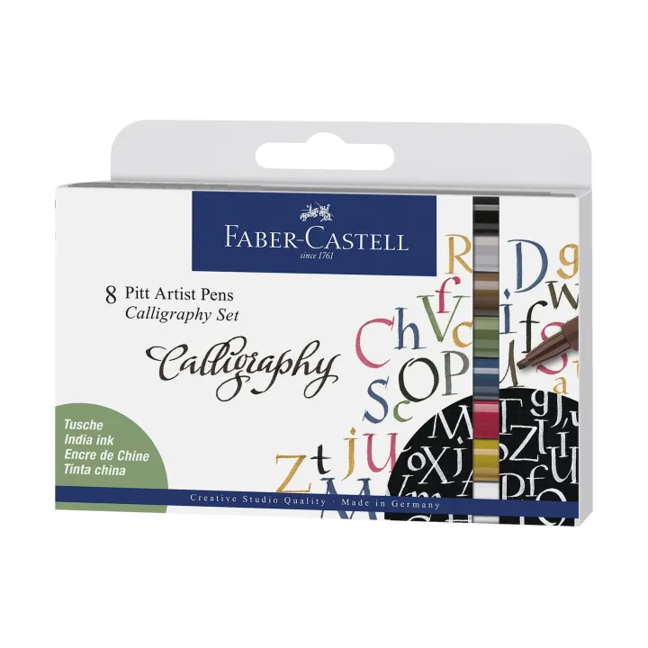 Faber-Castell Crayon à encre de Chine Pitt Artist Pen Calligraphie Étui de 8