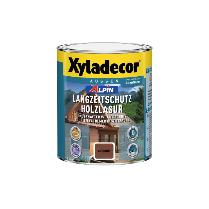 Xyladecor Lasure pour bois Alpin protection longue durée, Châtaigne, 1 L