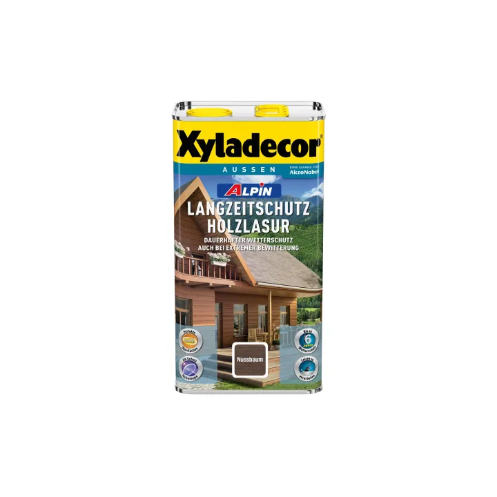 Xyladecor Lasure pour bois Alpin protection longue durée, Noyer, 5 L