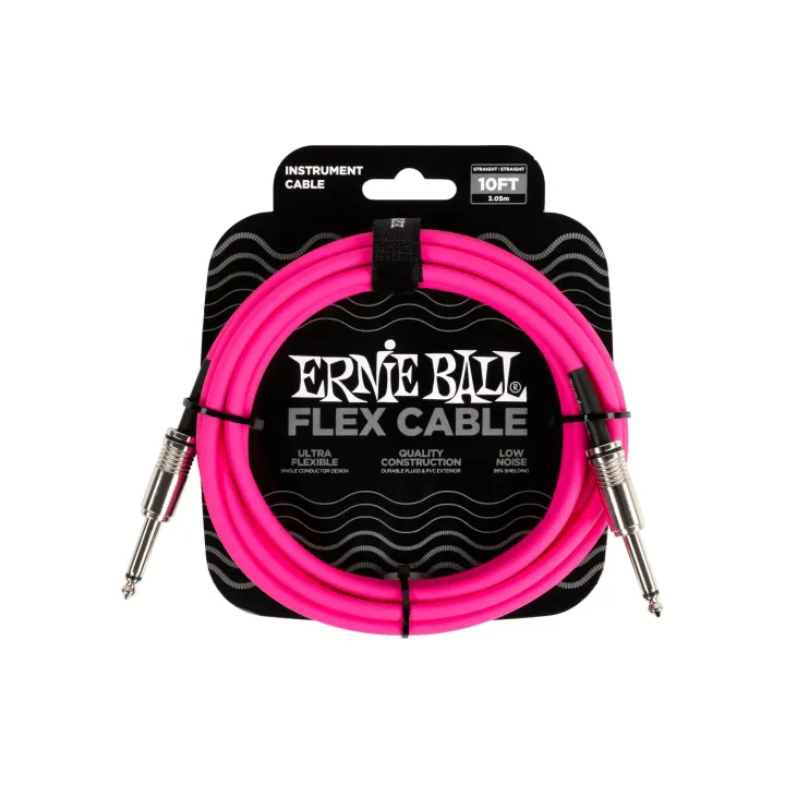 Ernie Ball Câbles d’instruments Flex 6413 – 3.05 m, Rose