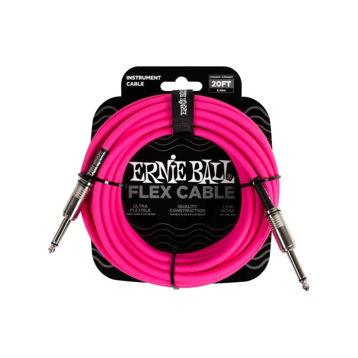 Ernie Ball Câbles d’instruments Flex 6418 – 6.09 m, Rose