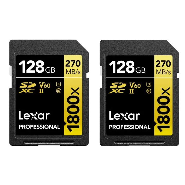 Lexar Carte SDXC Professional 1800x Gold Series 128 GB Lot de 2