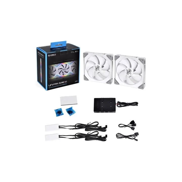 Lian Li Ventilateur PC Uni Fan SL140 Pack de 2 avec contrôleur, blanc