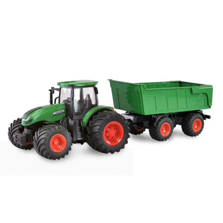 Amewi Tracteur avec remorque à bascule, vert 1:24, RTR