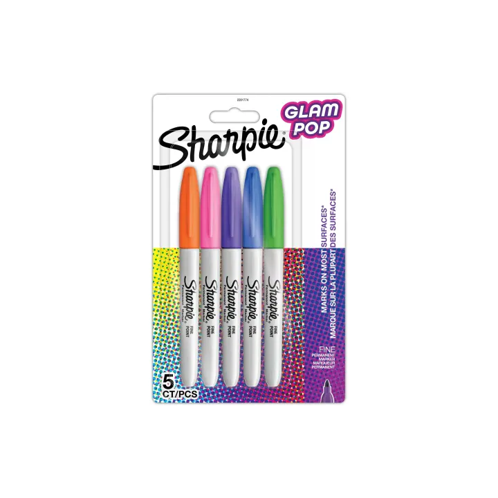 Sharpie Feutres de coloriage S-Note Glam Pop Permanent, paquet de 5