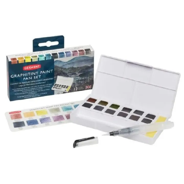 Derwent Peinture pour aquarelle Professionnel 12 pièces, set de voyage