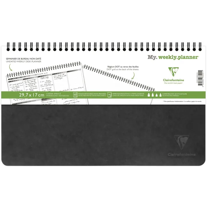 Clairefontaine Agenda settimanale Age Bag My Weekly Noir