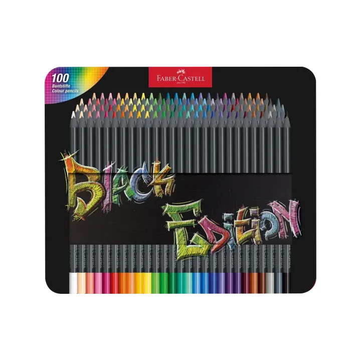 Faber-Castell Crayons de couleur Black Edition 100 pièces