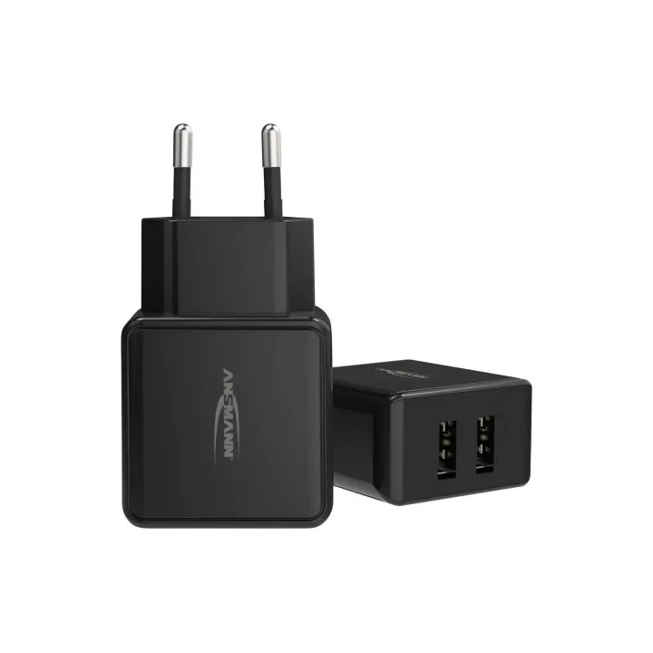 Ansmann Chargeur mural USB Chargeur domestique HC212, 12W, 2x USB, noir