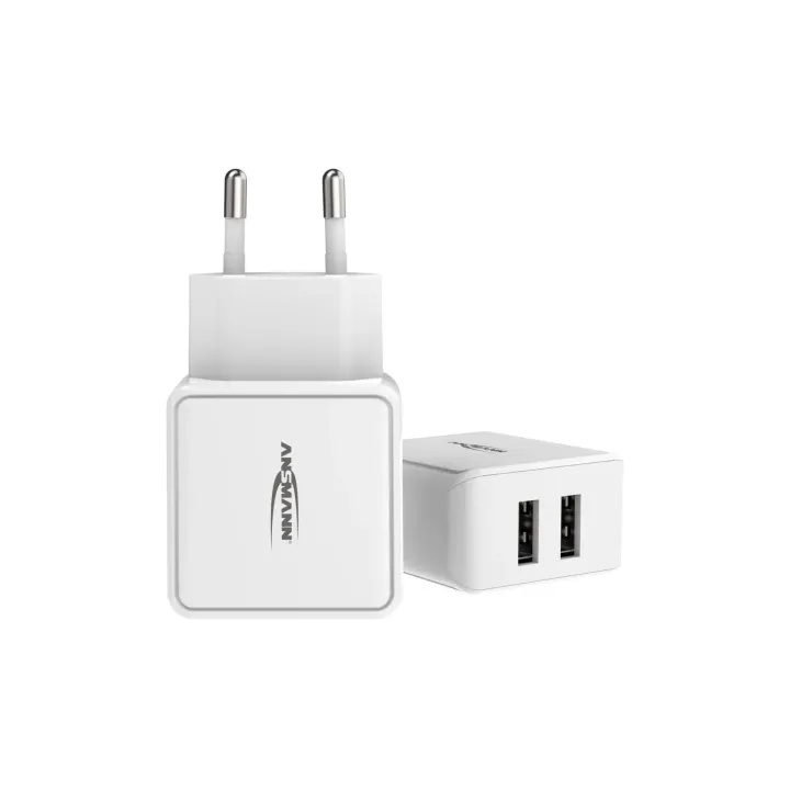 Ansmann Chargeur mural USB Chargeur domestique HC212, 12W, 2x USB, blanc