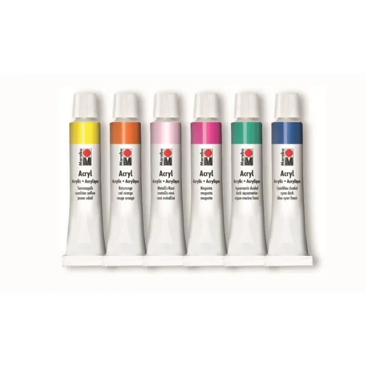 Marabu Peinture acrylique Color Blocking 6 couleurs de 12 ml