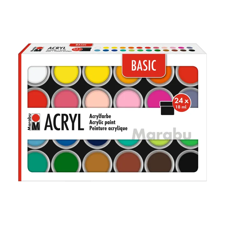 Marabu Peinture acrylique Basic Set 24 x 18 ml