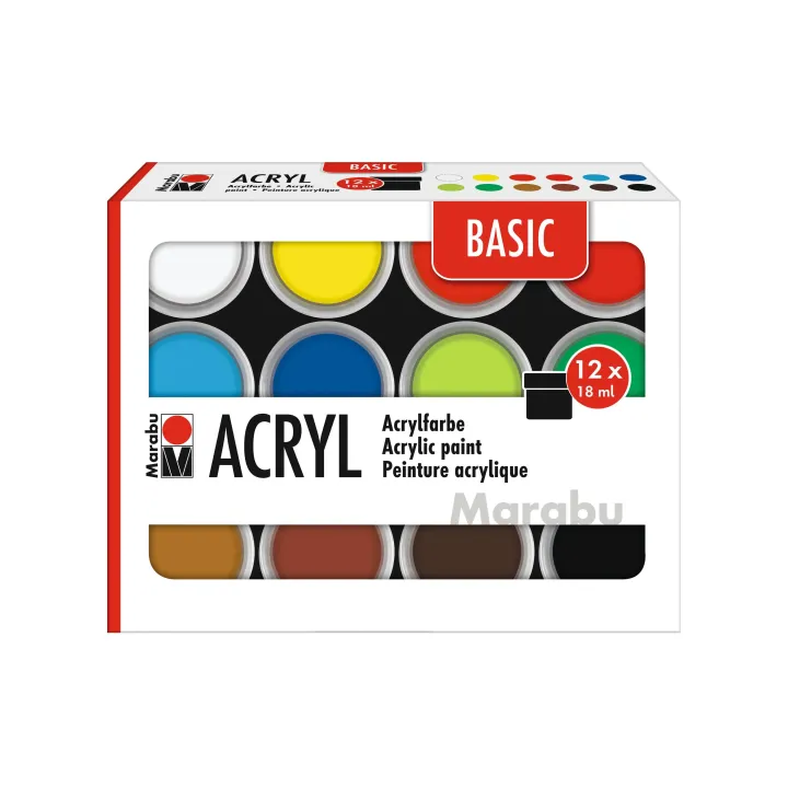 Marabu Peinture acrylique Basic Set 12 x 18 ml