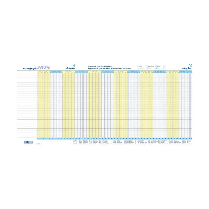 Simplex Pianificatore annuale Planographe 2025, 10 pièces