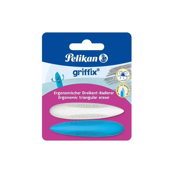 Pelikan Gomme Griffix 2 pièces, en couleur, blister